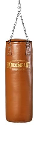 Bad Company Sac de boxe rétro I En cuir synthétique robuste I Marron I 150 x 35 cm I Chaîne en acier I 4 points I Idéal