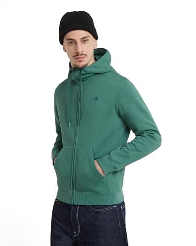 G-STAR RAW Homme Sweatshirt à Capuche Premium - Confort Élevé, Style Urbain, 100% Coton Bio — Vert (Blue Spruce D16122-c235-g282)