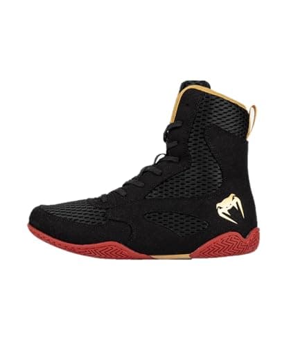 Venum Men's Contender Boxing Shoes - Confortable - Professionnels - Poids léger — Noir Doré Rouge