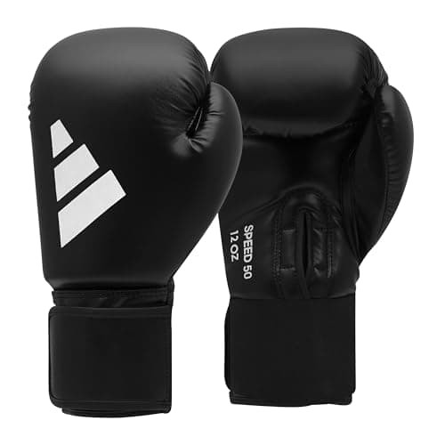 adidas Gants de Boxe Speed 50 - Protection Renforcée pour Entraînement Pro et Compétition - Nouvelle Génération de 500g — Noir/blanc