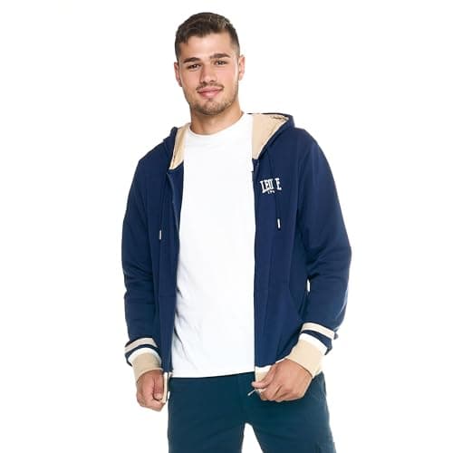 LEONE 1947 Sweat à Capuche Homme Fermeture Éclair Arrière Confortable pour Sorties Casuelles