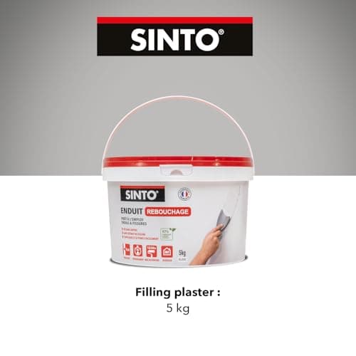 SINTO - Enduit Rebouchage Trous et Fissures - Séchage Rapide - Sans Retrait Ni Fissure - 97% Ingrédients Naturels - 5kg