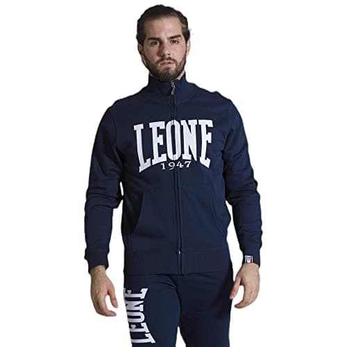 LEONE 1947 Sweat-Shirt Homme - Col Montant et Zip - Ligne ComfortABLE - Taille L - Gris