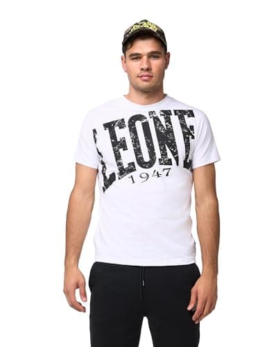 LEONE 1947 Boxe T-Shirt Homme Polyester 100%, Comfortable et respirant, Idéal pour l'été, Lavable en machine, Taille M, — Blanc