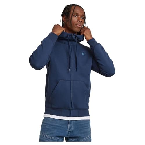 G-STAR RAW Homme Sweatshirt à Capuche Premium - Confort Élevé, Style Urbain, 100% Coton Bio — Bleu (Dk Sea Blue D16122-c235-1023)