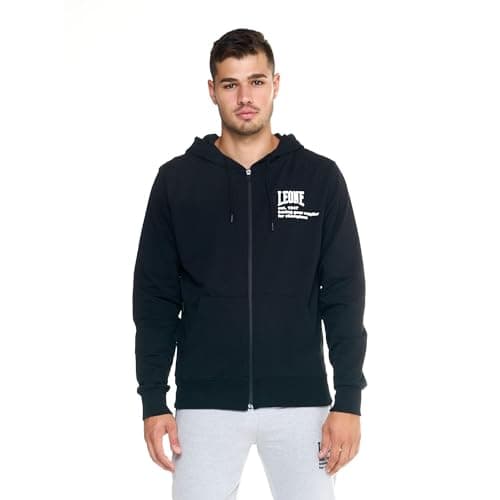 LEONE 1947 Sweat-Shirt Homme Capuche Zip - Étanche Léger Confort Sport Loisirs Grande Taille Sweat à Capuche Respirant — Noir (09)