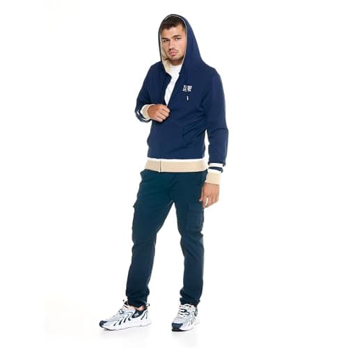 LEONE 1947 Sweat à Capuche Homme Fermeture Éclair Arrière Confortable pour Sorties Casuelles