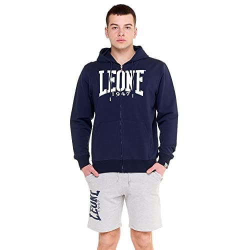 LEONE 1947 Sweat à Capuche zippé pour Homme en Hiver Foncé Comfortable et Chauffant L-SMALL — Bleu Marine (10)