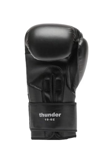 Leone Boxe Gloves GN383 01 Thunder Noir (8) - Étui en Cuir Synthétique, Confort Professionnel pour Boxeurs, Modèle Spéci