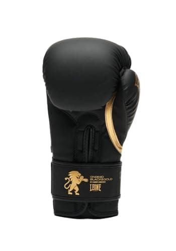Leone 1947 Gants de Boxe Noir/Or - Pour Boxe Professionnelle, Kickboxing & Sparring - Homme Femme - Taille RG 14 Oz - Ve