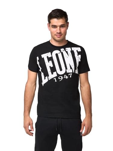 LEONE 1947 Boxe T-Shirt Homme Polyester 100%, Comfortable et respirant, Idéal pour l'été, Lavable en machine, Taille M, — Noir