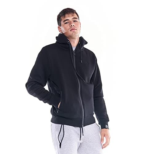 LEONE 1947 Sweat-shirt Homme Capuche Full Zip Icône Soft Basic Noir Taille Élégante Taille Adéquate Événements Jours De — Noir (09)
