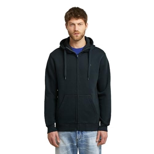 G-STAR RAW Homme Sweatshirt à Capuche Premium - Confort Élevé, Style Urbain, 100% Coton Bio — Bleu (Salute D16122-c235-c742)