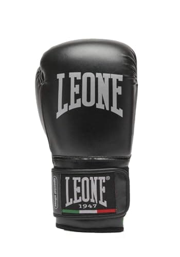 Leone Boxe Gloves GN383 01 Thunder Noir (8) - Étui en Cuir Synthétique, Confort Professionnel pour Boxeurs, Modèle Spéci