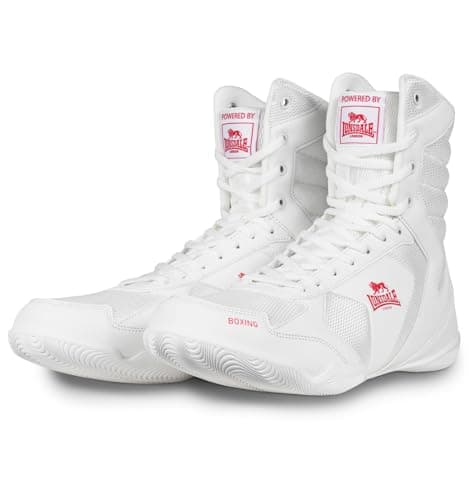 Lonsdale Chaussures de Boxe Mixte Heskin – Serrage Élevé, Idéal pour l'Entraînement Sportif — Blanc Rouge