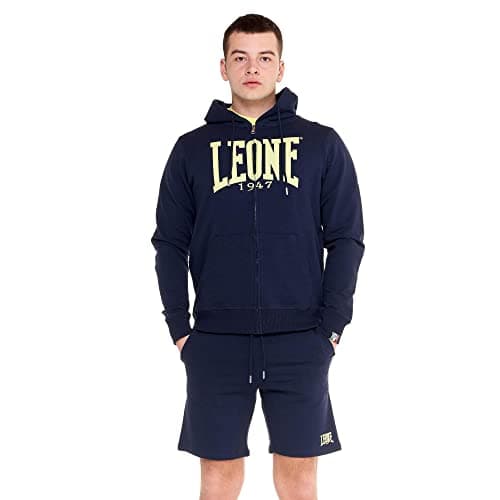 LEONE 1947 Sweat à Capuche zippé pour Homme en Hiver Foncé Comfortable et Chauffant L-SMALL — Bleu Marine (10).