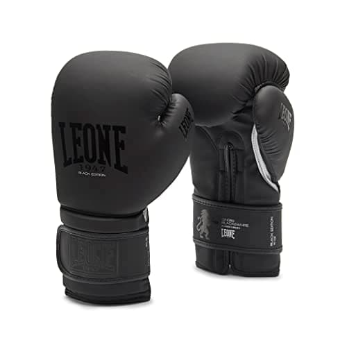 Leone 1947 Gants de Boxe Noirs et Blancs pour Professionnels en Combat
