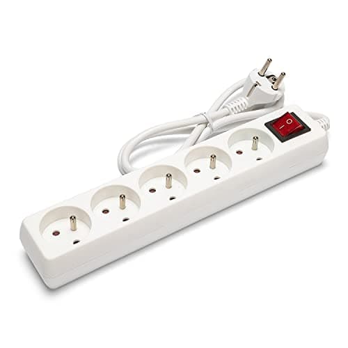 Velamp Bloc Multiprise 10/16A avec Interrupteur - 5 Prises, 3G1mm2 Câble, Électrique Sûr pour Maison Bureau, Prise Multi
