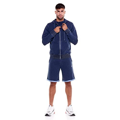 LEONE 1947 Sweat à capuche Indigo Blue Homme Denim Wash M