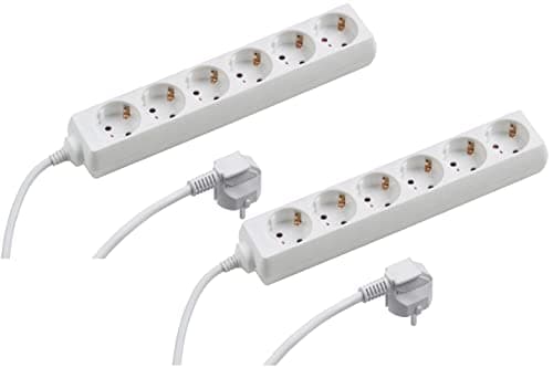 Multiprise Meister 3 voies blanche 5 m TIDO 7430250 - câble en plastique - usage intérieur — Lot de 2