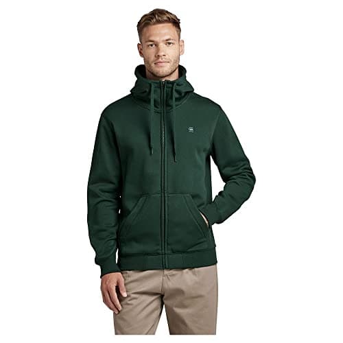 G-STAR RAW Homme Sweatshirt à Capuche Premium - Confort Élevé, Style Urbain, 100% Coton Bio — Vert (Laub D16122-c235-4287)