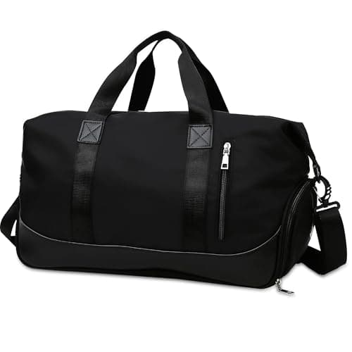 Tokeya Sac de Sport Imperméable Homme Femme pour Fitness Piscine, 40L Pliable Léger Sac Week-end avec Compartiment Chaus — Noir