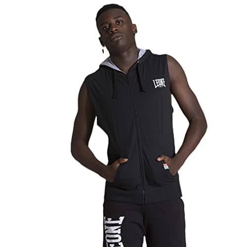 LEONE 1947 Sweat-Shirt à Capuche sans Manches Zip Homme Hiver Vogue — Noir (9)