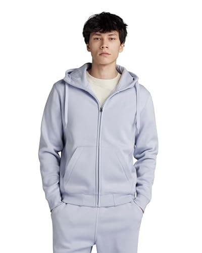 G-STAR RAW Homme Sweatshirt à Capuche Premium - Confort Élevé, Style Urbain, 100% Coton Bio — Gris (Icelandic Blue D16122-c235-g081)