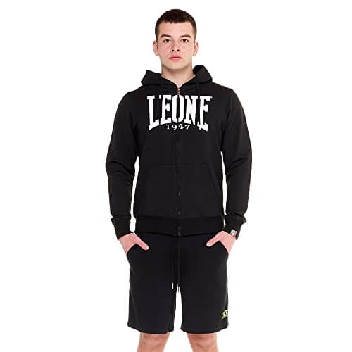 LEONE 1947 Sweat à Capuche zippé pour Homme en Hiver Foncé Comfortable et Chauffant L-SMALL — Noir (9)