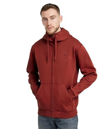 G-STAR RAW Homme Sweatshirt à Capuche Premium - Confort Élevé, Style Urbain, 100% Coton Bio — Rouge (Dry Red D16122-c235-5298)