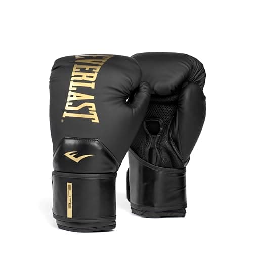 Everlast Elite 2 Gants de Boxe 12 oz (British Boxing Regulation) Renforté à Doigts Désolidarisés Cuir Dur Revêtement Got