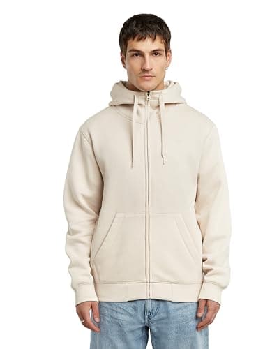 G-STAR RAW Homme Sweatshirt à Capuche Premium - Confort Élevé, Style Urbain, 100% Coton Bio — Blanc (Whitebait D16122-c235-1603)