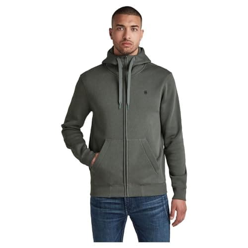 G-STAR RAW Homme Sweatshirt à Capuche Premium - Confort Élevé, Style Urbain, 100% Coton Bio — Gris (Graphite D16122-c235-996)