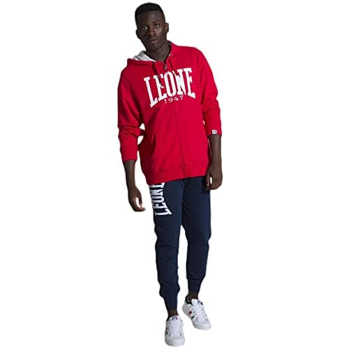 LEONE 1947 Sweat à Capuche zippé pour Homme en Hiver Foncé Comfortable et Chauffant L-SMALL