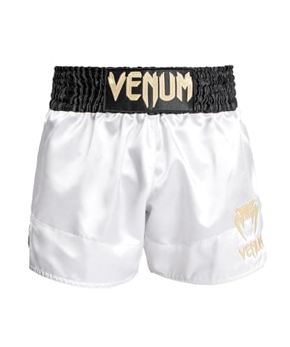 Short de MuayThai Venum Classique Homme - Shorts Venum Classique pour Sportifs - Shorts de MuaiThai Top Sélect — Blanc/Or/Noir