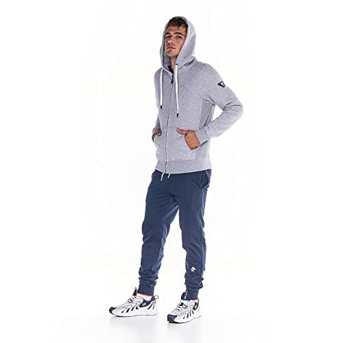 Leone 1947 - Sweat-shirt pour homme en coton jersey Gris chiné avec capuche Full Zip, idéal pour la saison automne-hiver