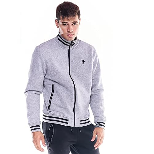 LEONE 1947 Sweat-shirt Homme Col Debout - Icône Soft Basic — Gris Chiné (04)