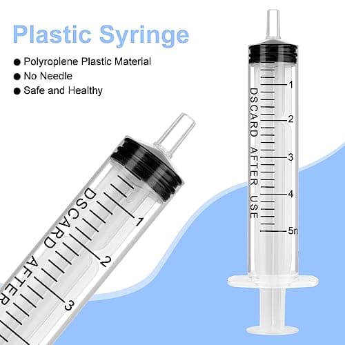 Seringue OFFCUP Plastique 5ml x 10pcs pour Animalerie/Science/Laboratoire, Idéale pour Chien/Chat, Usage Multifonctionne