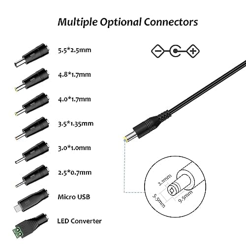Bloc d'alimentation universel 24 W pour électronique domestique Avec 8 prises CC et capacité maximale de 2000 mA