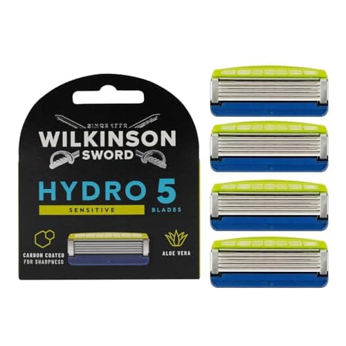 Wilkinson Lames de Rasoir Hydro 5 Sensitive pour Peau Sensible - 4 Pièces (Faible Irritation, Longue Durée, Recommandé p