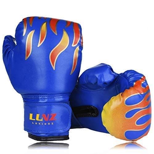 Luniquz Gant de Boxe pour Enfant 3-16 Ans, Cuir Synthétique, Gant d'Entraînement MMA et Muay Thai 8OZ, Spécialisé dans l — Bleu