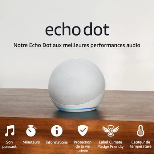 Echo Dot (Nouvelle génération) | Enceinte connectée Bluetooth et Wi-Fi à son puissant avec Alexa | Blanc