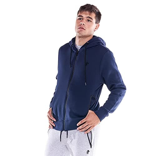 LEONE 1947 Sweat-shirt Homme Capuche Full Zip Icône Soft Basic Noir Taille Élégante Taille Adéquate Événements Jours De — Bleu Marine (10).