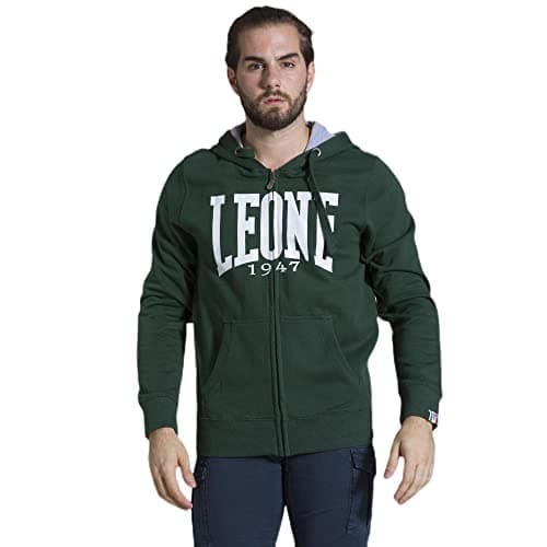 LEONE 1947 Sweat à Capuche zippé pour Homme en Séduction HiverChauffant — Vert Forêt (24)