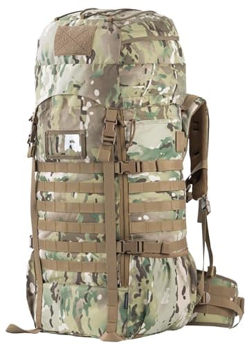 BACKFERRY Sac à dos tactique de 75 l avec cadre interne Molle système d'hydratation pour chasseurs et randonneurs — À Camouflage