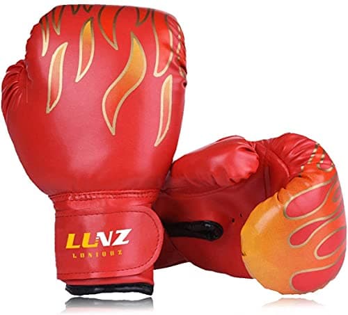 Luniquz Gant de Boxe pour Enfant 3-16 Ans, Cuir Synthétique, Gant d'Entraînement MMA et Muay Thai 8OZ, Spécialisé dans l — Rouge