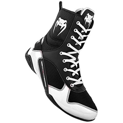 Venum Elite Chaussures de Boxe Mixte Adulte en Cuir Offre Supreme Impact Protection Taille 10 US Chaussures de Boxe Mixt — Noir Blanc