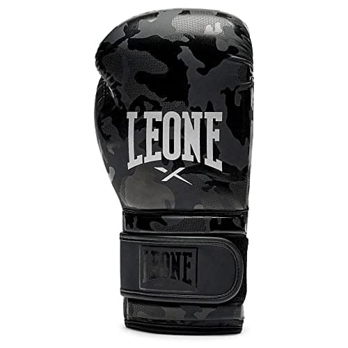 LEONE 1947 - Gants de boxe 14oz pour amateurs de combat, Noir/Gris - Protecteur de main en cuir premium - Idéal pour la