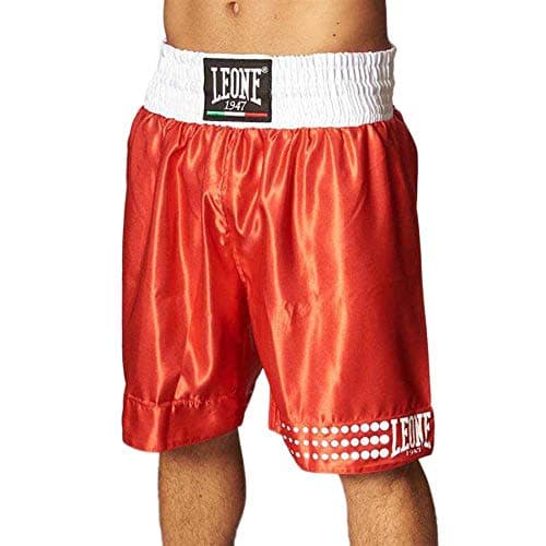 LEONE 1947 Short de Boxe Mixte - Pantalon de Combat Respirant pour Entraînement Sparring (Coton Élasthanne 300g/m²) — Rouge