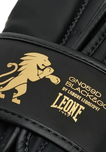 Leone 1947 Gants de Boxe Noir/Or - Pour Boxe Professionnelle, Kickboxing & Sparring - Homme Femme - Taille RG 14 Oz - Ve